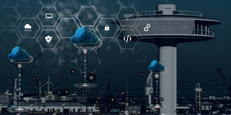 blue tone supply chain control tower with logistics overlay